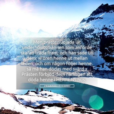 Picture 05 - 2 Krönikeboken 23:14 SV1917 - Men prästen Jojada lät underhövitsmännen som - Bible Verse Picture