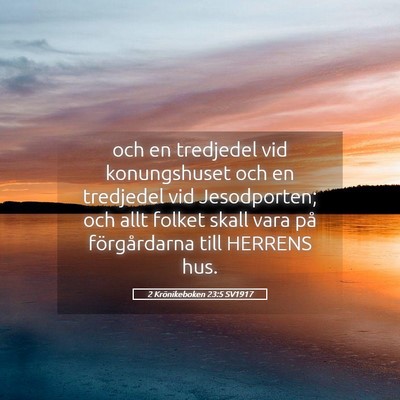 Picture 05 - 2 Krönikeboken 23:5 SV1917 - och en tredjedel vid konungshuset och en - Bible Verse Picture