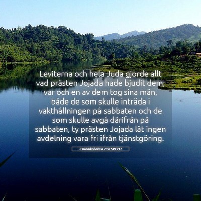 Picture 05 - 2 Krönikeboken 23:8 SV1917 - Leviterna och hela Juda gjorde allt vad prästen - Bible Verse Picture