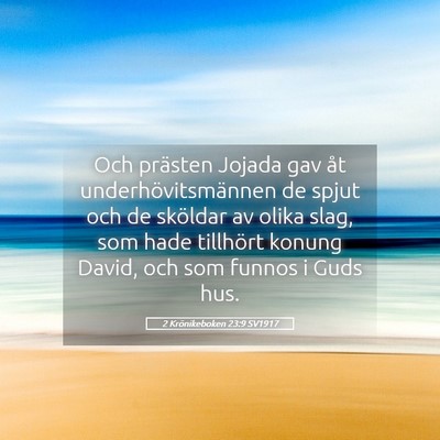 Picture 05 - 2 Krönikeboken 23:9 SV1917 - Och prästen Jojada gav åt underhövitsmännen - Bible Verse Picture
