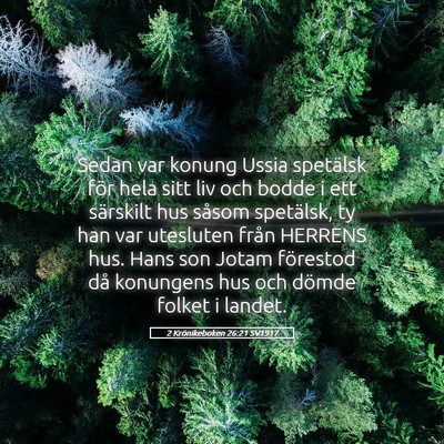 Picture 05 - 2 Krönikeboken 26:21 SV1917 - Sedan var konung Ussia spetälsk för hela sitt - Bible Verse Picture