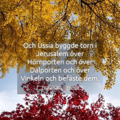 Picture 05 - 2 Krönikeboken 26:9 SV1917 - Och Ussia byggde torn i Jerusalem över - Bible Verse Picture