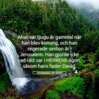 Picture 05 - 2 Krönikeboken 28:1 SV1917 - Ahas var tjugu år gammal när han blev konung, - Bible Verse Picture