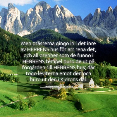 Picture 05 - 2 Krönikeboken 29:16 SV1917 - Men prästerna gingo in i det inre av HERRENS hus - Bible Verse Picture