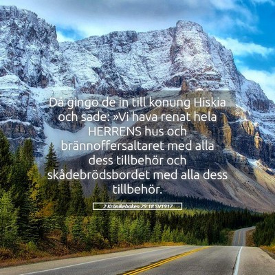 Picture 05 - 2 Krönikeboken 29:18 SV1917 - Då gingo de in till konung Hiskia och sade: »Vi - Bible Verse Picture