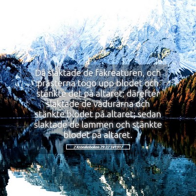 Picture 05 - 2 Krönikeboken 29:22 SV1917 - Då slaktade de fäkreaturen, och prästerna togo - Bible Verse Picture