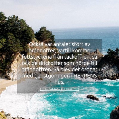 Picture 05 - 2 Krönikeboken 29:35 SV1917 - Också var antalet stort av brännoffer, vartill - Bible Verse Picture