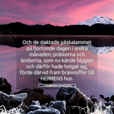 Picture 05 - 2 Krönikeboken 30:15 SV1917 - Och de slaktade påskalammet på fjortonde dagen - Bible Verse Picture