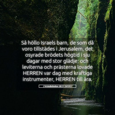 Picture 05 - 2 Krönikeboken 30:21 SV1917 - Så höllo Israels barn, de som då voro - Bible Verse Picture