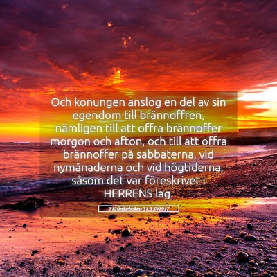 Picture 05 - 2 Krönikeboken 31:3 SV1917 - Och konungen anslog en del av sin egendom till - Bible Verse Picture