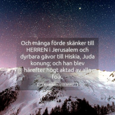 Picture 05 - 2 Krönikeboken 32:23 SV1917 - Och många förde skänker till HERREN i - Bible Verse Picture