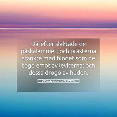 Picture 05 - 2 Krönikeboken 35:11 SV1917 - Därefter slaktade de påskalammet, och - Bible Verse Picture
