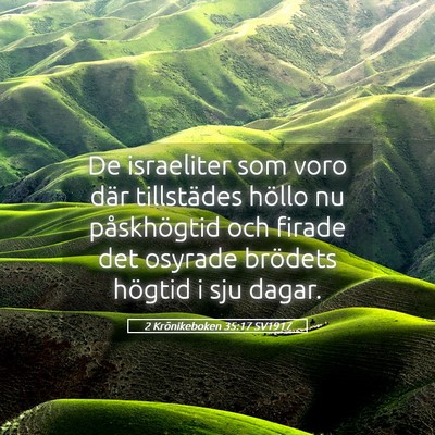 Picture 05 - 2 Krönikeboken 35:17 SV1917 - De israeliter som voro där tillstädes höllo nu - Bible Verse Picture