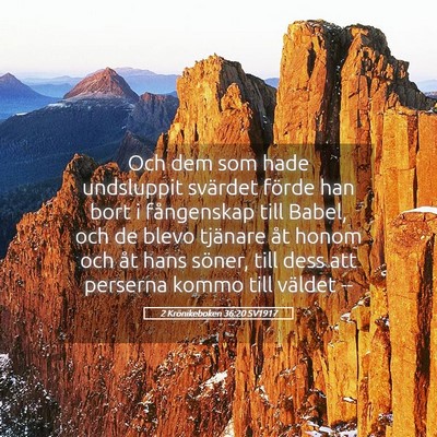 Picture 05 - 2 Krönikeboken 36:20 SV1917 - Och dem som hade undsluppit svärdet förde han - Bible Verse Picture