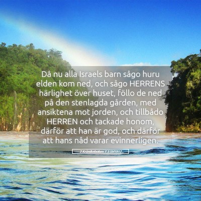 Picture 05 - 2 Krönikeboken 7:3 SV1917 - Då nu alla Israels barn sågo huru elden kom - Bible Verse Picture