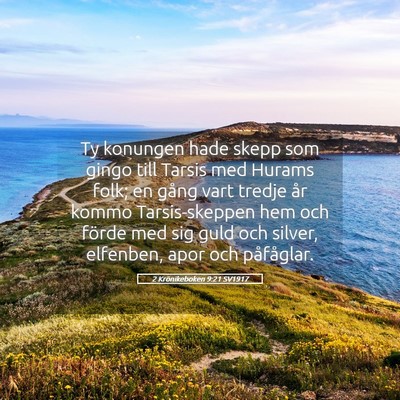 Picture 05 - 2 Krönikeboken 9:21 SV1917 - Ty konungen hade skepp som gingo till Tarsis med - Bible Verse Picture