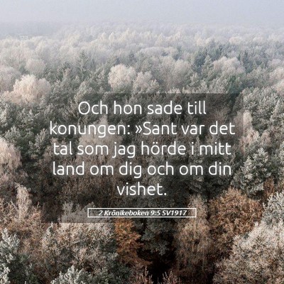 Picture 05 - 2 Krönikeboken 9:5 SV1917 - Och hon sade till konungen: »Sant var det tal - Bible Verse Picture