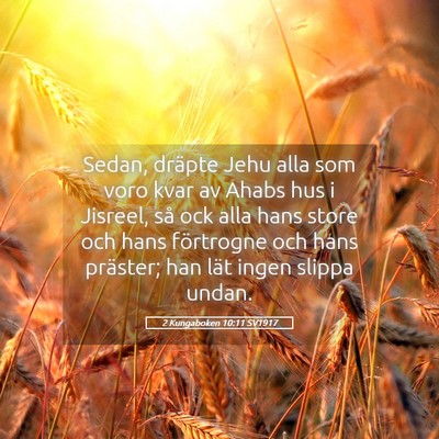 Picture 05 - 2 Kungaboken 10:11 SV1917 - Sedan, dräpte Jehu alla som voro kvar av Ahabs - Bible Verse Picture