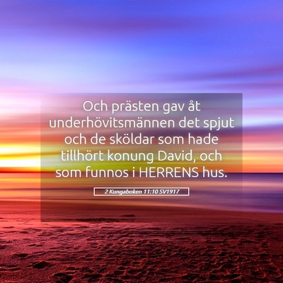 Picture 05 - 2 Kungaboken 11:10 SV1917 - Och prästen gav åt underhövitsmännen det - Bible Verse Picture