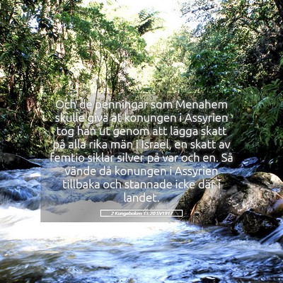 Picture 05 - 2 Kungaboken 15:20 SV1917 - Och de penningar som Menahem skulle giva åt - Bible Verse Picture