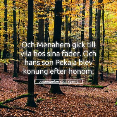 Picture 05 - 2 Kungaboken 15:22 SV1917 - Och Menahem gick till vila hos sina fäder. Och - Bible Verse Picture