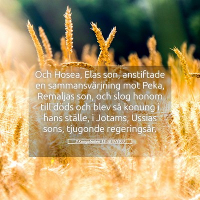 Picture 05 - 2 Kungaboken 15:30 SV1917 - Och Hosea, Elas son, anstiftade en - Bible Verse Picture
