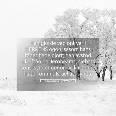 Picture 05 - 2 Kungaboken 15:9 SV1917 - Han gjorde vad ont var i HERRENS ögon, såsom - Bible Verse Picture
