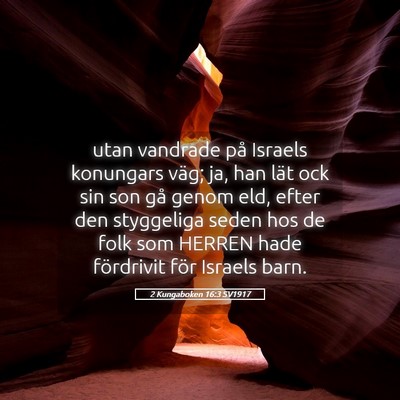 Picture 05 - 2 Kungaboken 16:3 SV1917 - utan vandrade på Israels konungars väg; ja, han - Bible Verse Picture
