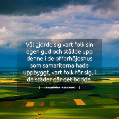 Picture 05 - 2 Kungaboken 17:29 SV1917 - Väl gjorde sig vart folk sin egen gud och - Bible Verse Picture