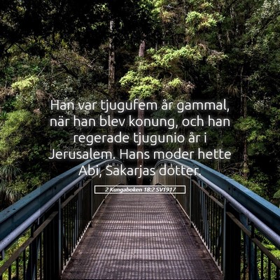 Picture 05 - 2 Kungaboken 18:2 SV1917 - Han var tjugufem år gammal, när han blev - Bible Verse Picture