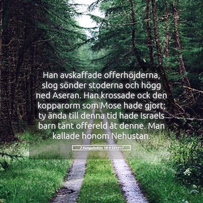 Picture 05 - 2 Kungaboken 18:4 SV1917 - Han avskaffade offerhöjderna, slog sönder - Bible Verse Picture