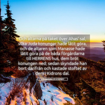 Picture 05 - 2 Kungaboken 23:12 SV1917 - Och altarna på taket över Ahas' sal, vilka Juda - Bible Verse Picture