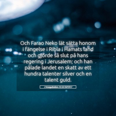 Picture 05 - 2 Kungaboken 23:33 SV1917 - Och Farao Neko lät sätta honom i fängelse i - Bible Verse Picture