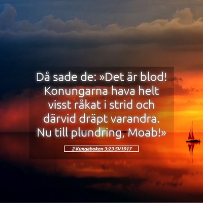 Picture 05 - 2 Kungaboken 3:23 SV1917 - Då sade de: »Det är blod! Konungarna hava helt - Bible Verse Picture