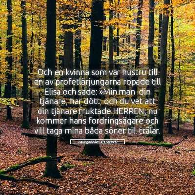 Picture 05 - 2 Kungaboken 4:1 SV1917 - Och en kvinna som var hustru till en av - Bible Verse Picture