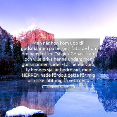 Picture 05 - 2 Kungaboken 4:27 SV1917 - Men när hon kom upp till gudsmannen på berget, - Bible Verse Picture