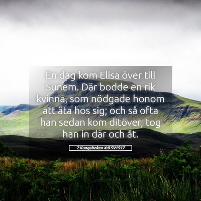 Picture 05 - 2 Kungaboken 4:8 SV1917 - En dag kom Elisa över till Sunem. Där bodde en - Bible Verse Picture