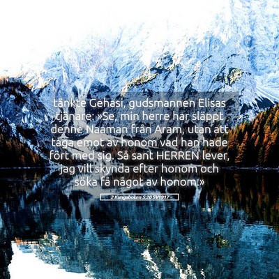 Picture 05 - 2 Kungaboken 5:20 SV1917 - tänkte Gehasi, gudsmannen Elisas tjänare: »Se, - Bible Verse Picture