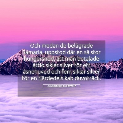 Picture 05 - 2 Kungaboken 6:25 SV1917 - Och medan de belägrade Samaria, uppstod där en - Bible Verse Picture
