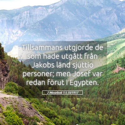 Picture 05 - 2 Mosebok 1:5 SV1917 - Tillsammans utgjorde de som hade utgått från - Bible Verse Picture