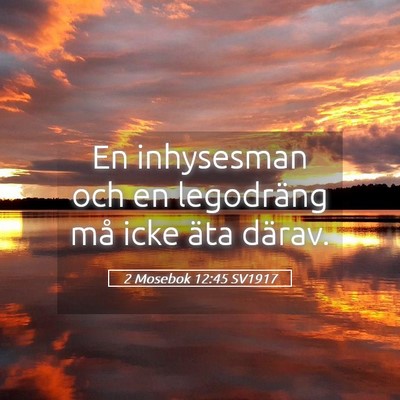 Picture 05 - 2 Mosebok 12:45 SV1917 - En inhysesman och en legodräng må icke äta - Bible Verse Picture