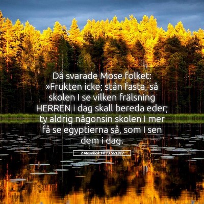 Picture 05 - 2 Mosebok 14:13 SV1917 - Då svarade Mose folket: »Frukten icke; stån - Bible Verse Picture