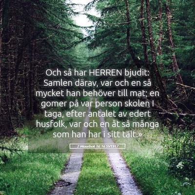 Picture 05 - 2 Mosebok 16:16 SV1917 - Och så har HERREN bjudit: Samlen därav, var och - Bible Verse Picture