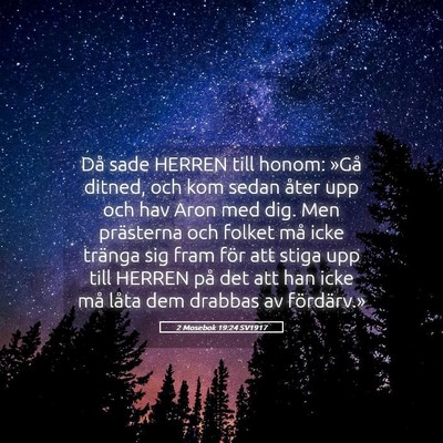 Picture 05 - 2 Mosebok 19:24 SV1917 - Då sade HERREN till honom: »Gå ditned, och kom - Bible Verse Picture