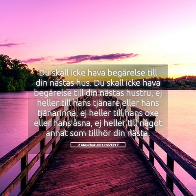 Picture 05 - 2 Mosebok 20:17 SV1917 - Du skall icke hava begärelse till din nästas - Bible Verse Picture