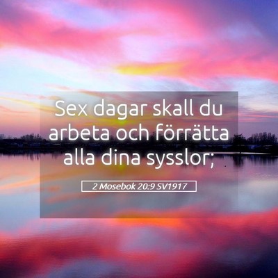 Picture 05 - 2 Mosebok 20:9 SV1917 - Sex dagar skall du arbeta och förrätta alla - Bible Verse Picture