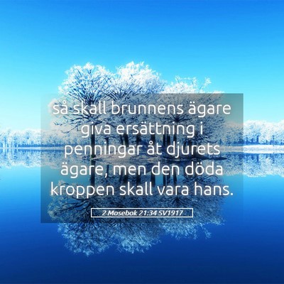 Picture 05 - 2 Mosebok 21:34 SV1917 - så skall brunnens ägare giva ersättning i - Bible Verse Picture