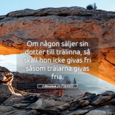 Picture 05 - 2 Mosebok 21:7 SV1917 - Om någon säljer sin dotter till trälinna, så - Bible Verse Picture