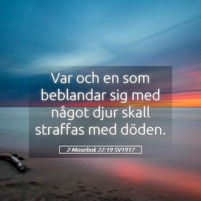 Picture 05 - 2 Mosebok 22:19 SV1917 - Var och en som beblandar sig med något djur - Bible Verse Picture