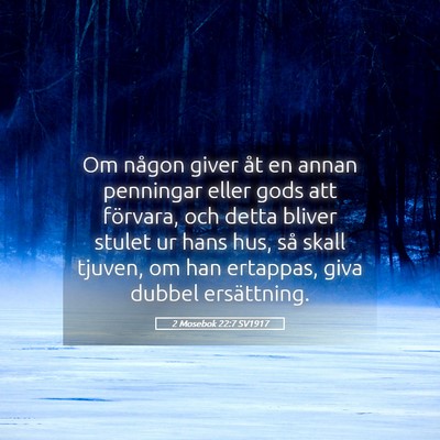 Picture 05 - 2 Mosebok 22:7 SV1917 - Om någon giver åt en annan penningar eller gods - Bible Verse Picture